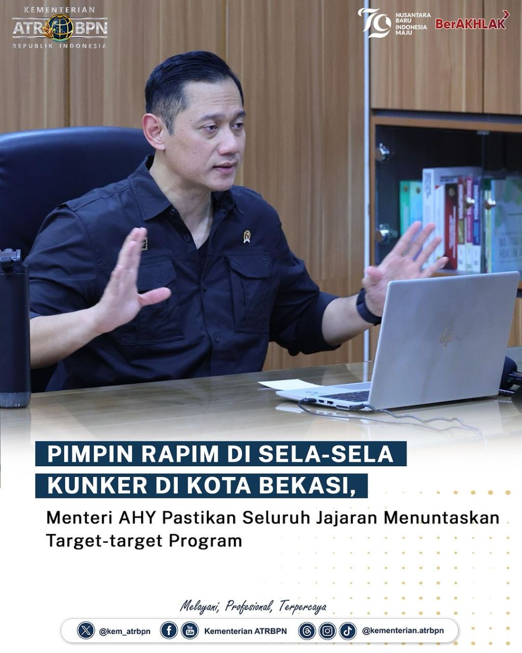 Menteri AHY Pimpin Rapim Di Sela-Sela Kunker Di Kota&nbsp;Bekasi