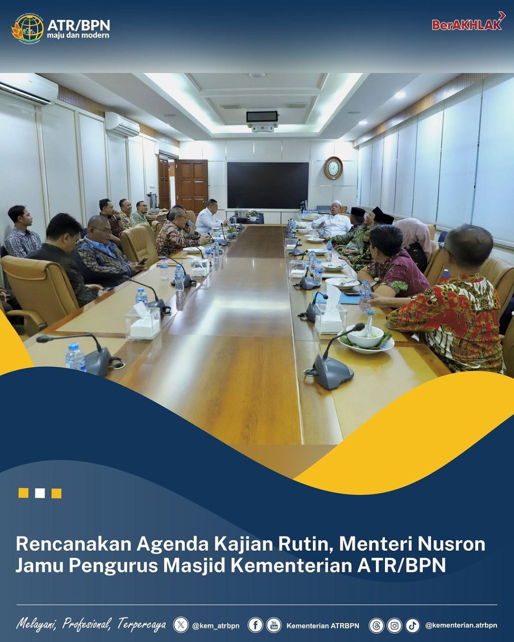Rencanakan Agenda Kajian Rutin, Menteri Nusron Jamu Pengurus Masjid Kementerian&nbsp;ATR/BPN