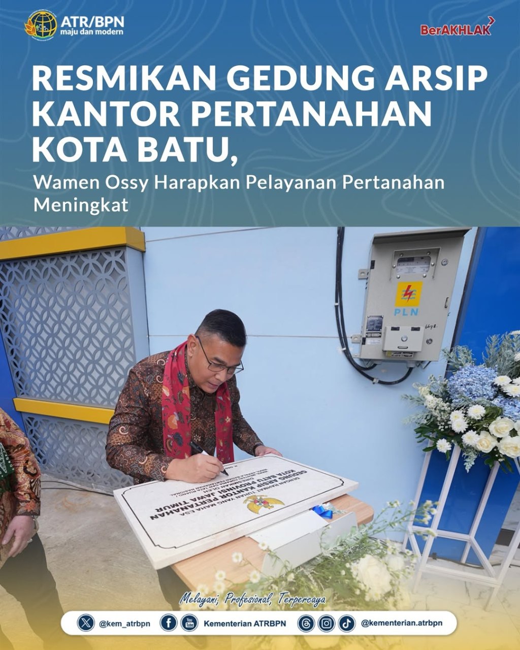 Wamen Ossy Resmikan Gedung Arsip Kantor Pertanahan Kota&nbsp;Batu